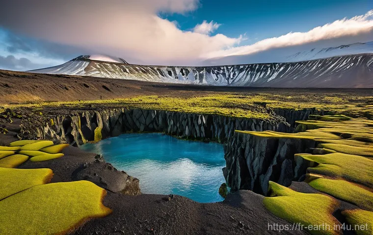 지구과학과 대륙 형성 - **A Spectacular Divergent Boundary in Iceland**
    A wide-angle, breathtaking landscape photograph ...