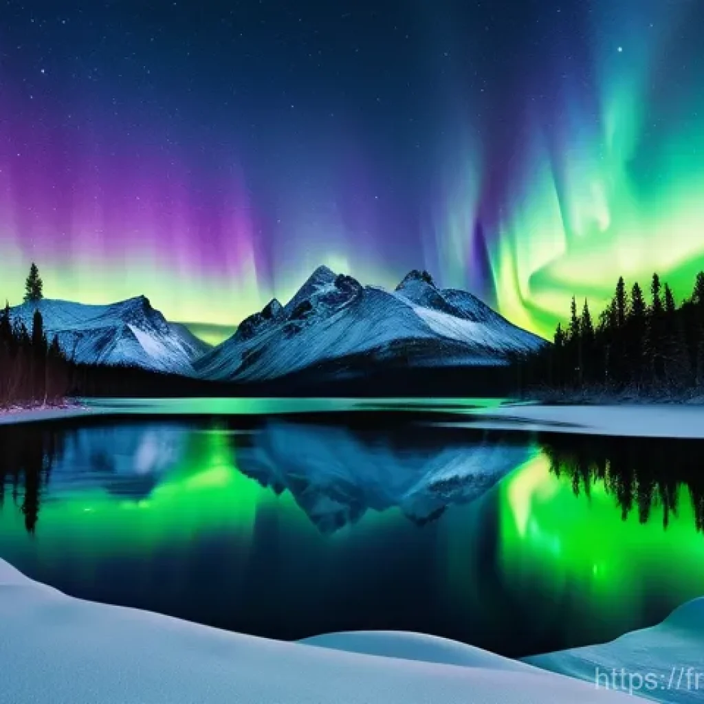 지구과학과 태양 활동 - **"Aurora's Dance Over a Nordic Winter Landscape"**
    A breathtaking, wide-angle shot of a vibrant...