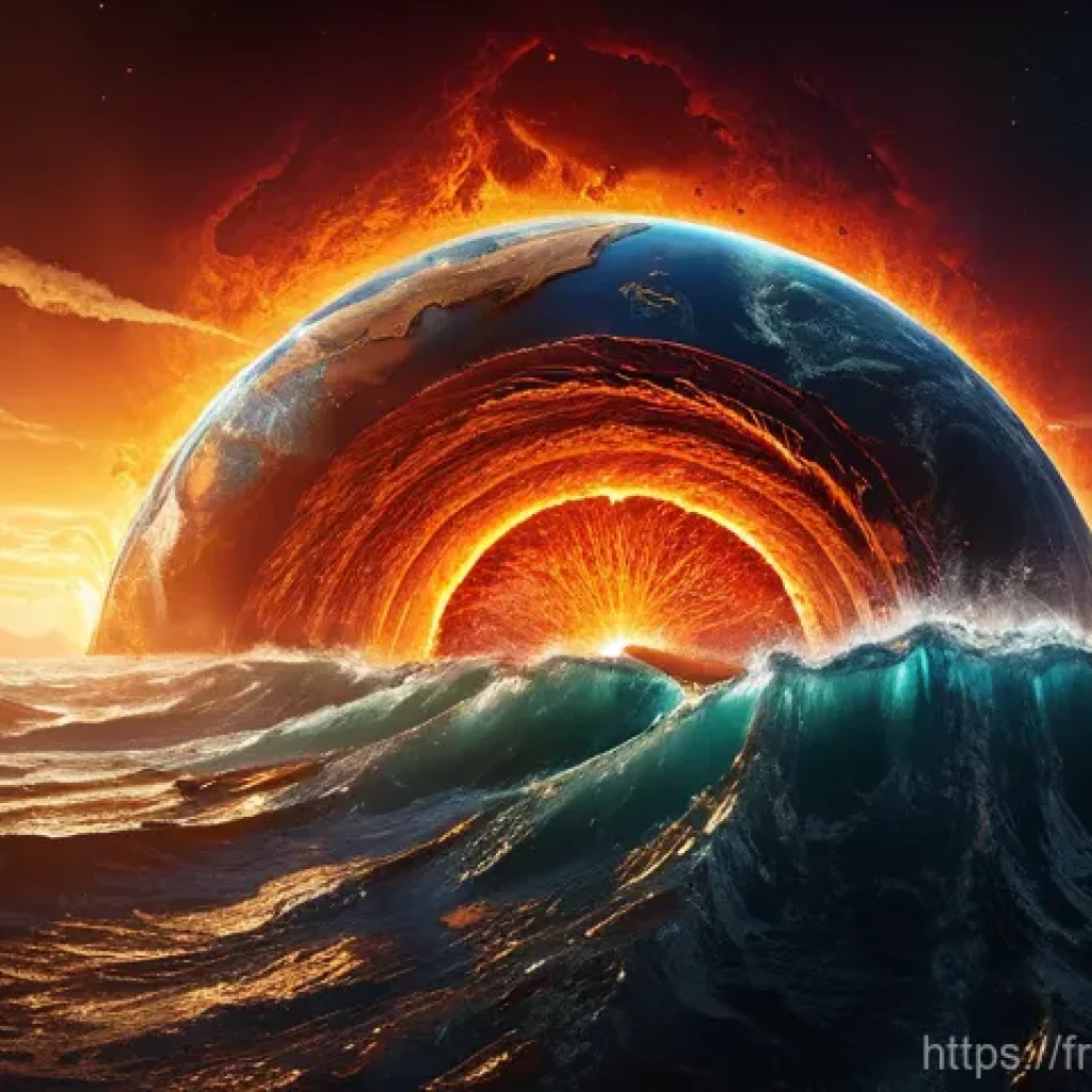 지구과학과 지구 자기장 - **Prompt for Earth's Magnetic Heart - The Geodynamo:**
    "A majestic, highly detailed cross-sectio...