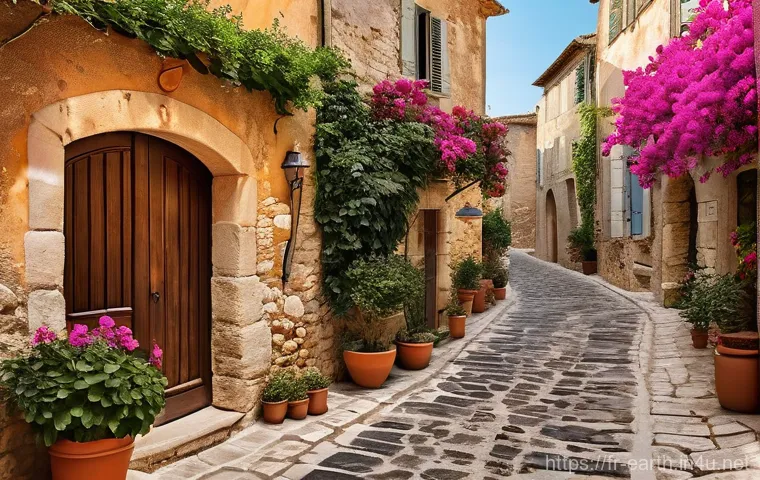 지구과학과 물리학 - **Charming Provençal Village Stroll:** A serene and picturesque scene of a young woman, fully clothe...