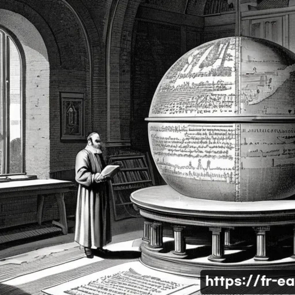 지구과학과 지구의 나이 - A richly detailed historical illustration depicting the early human quest to understand Earth's age....