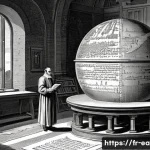 지구과학과 지구의 나이 - A richly detailed historical illustration depicting the early human quest to understand Earth's age....