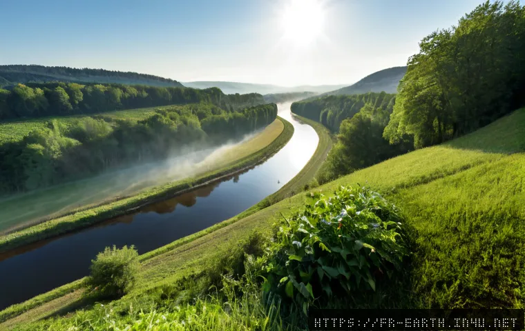 Home 17 지구과학과 탄소 순환 - Photorealistic Earth science carbon cycle scene in the French countryside, a lush mixed forest besid...